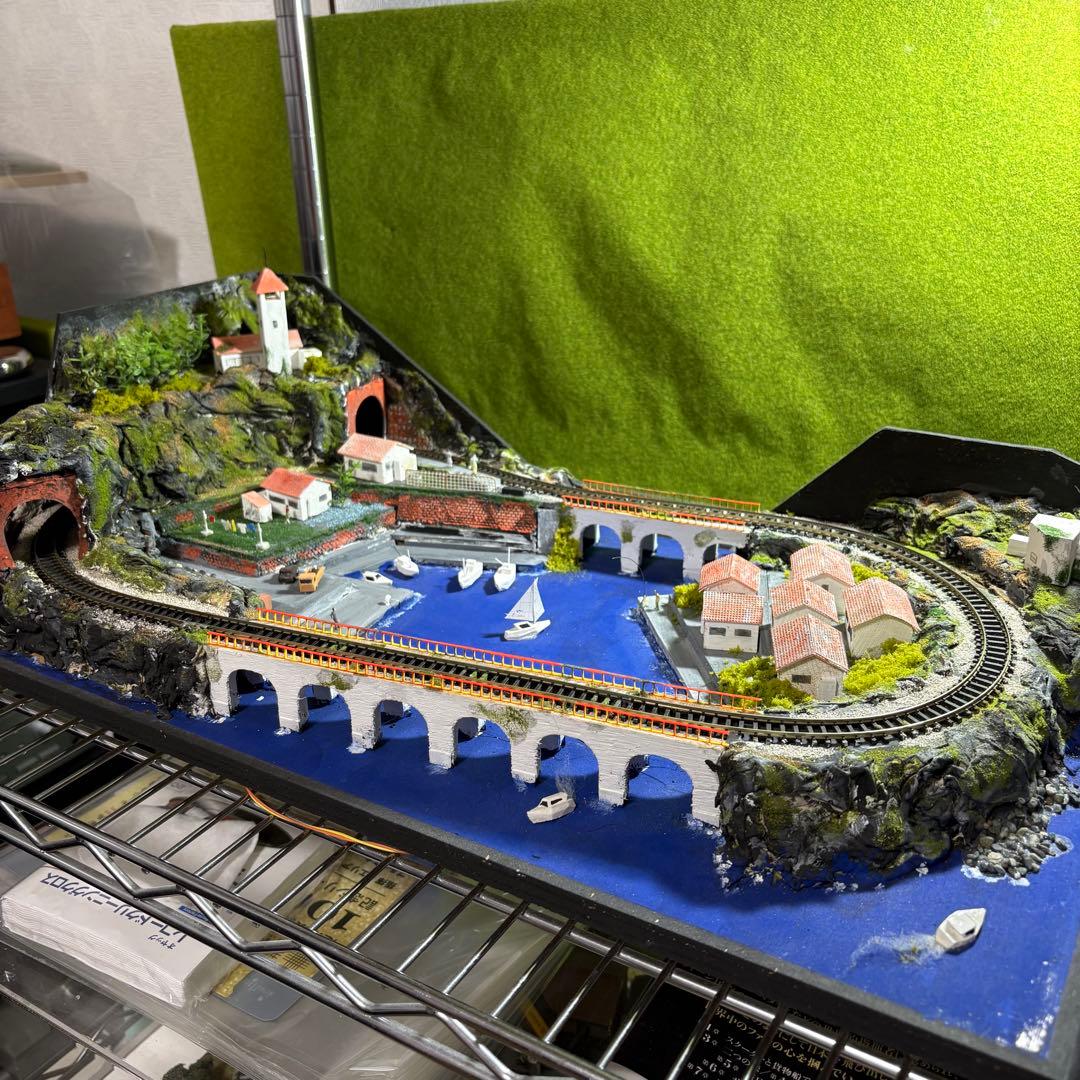 値下げ！　Nゲージ鉄道模型ジオラマ　港の風景