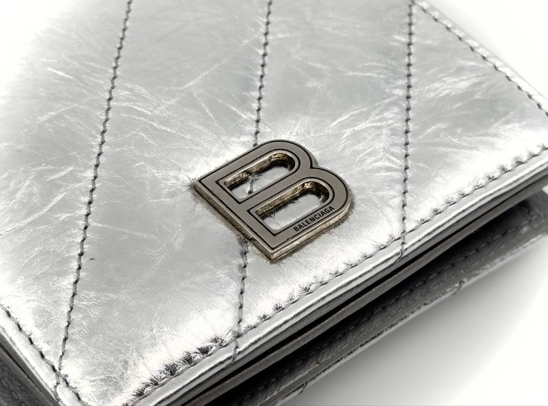 ✨本物BALENCIAGA/バレンシアガ✨クラッシュ 二つ折財布 シルバー⭐︎