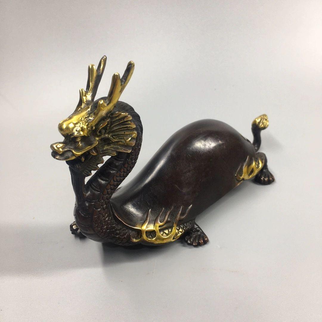 銅製 神獣竜亀 鎮宅 辟邪 開運 風水 招財 置物 工芸品