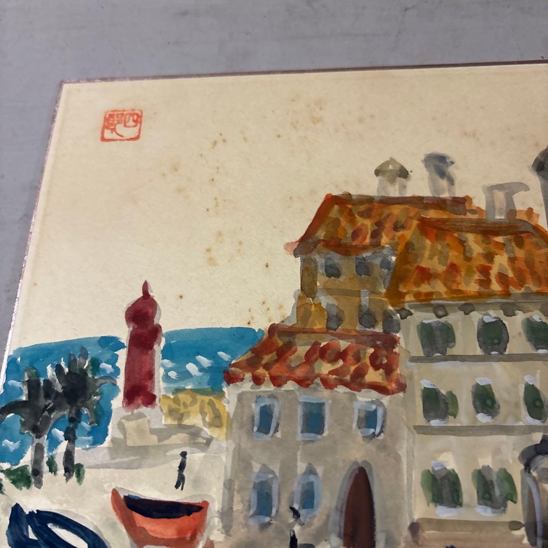 洋画家　青木四郎　ムラノ漁村　ベニス　直筆肉筆作品