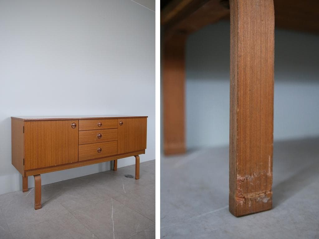 英国アンティークSCHREiBER製サイドボード/木製机テレビ台(91-90)