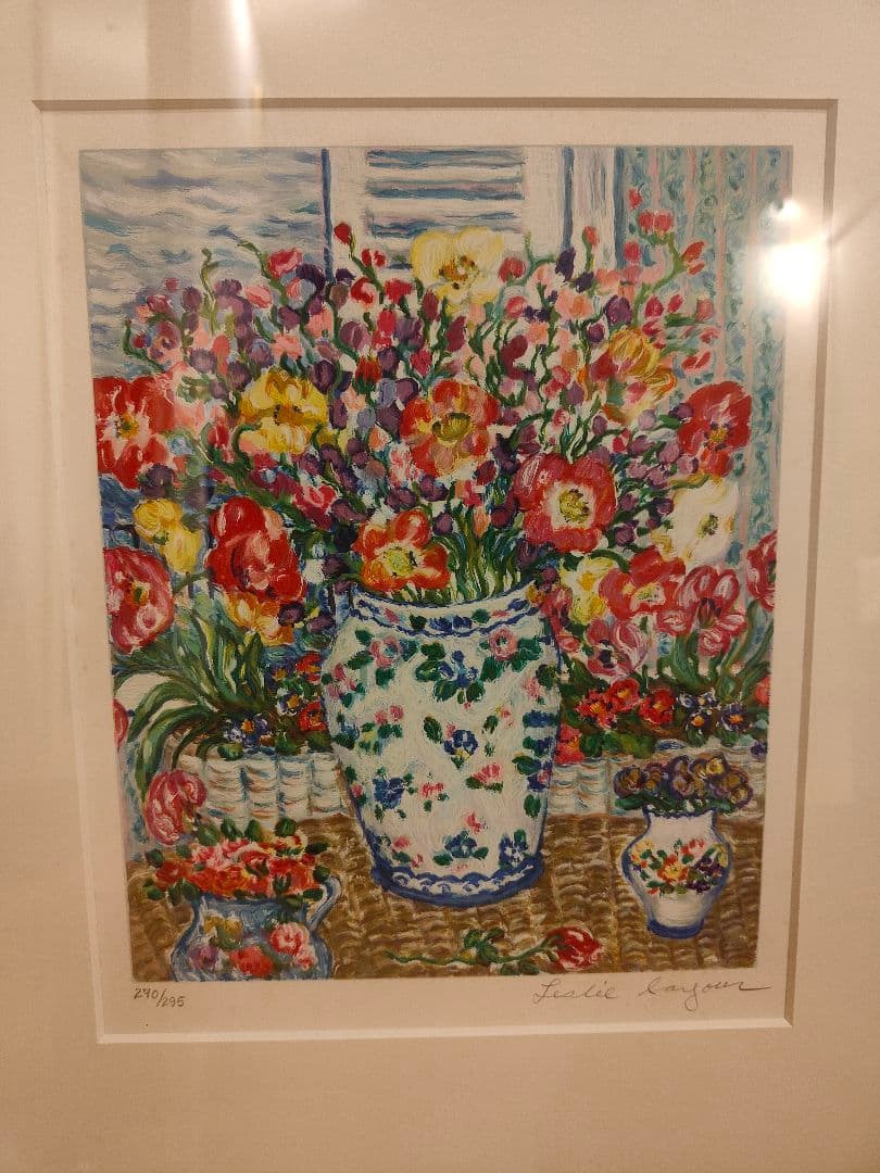 レスリーセイヤー サイン入り 四季 アンティークベイス シルクスクリーン　絵画