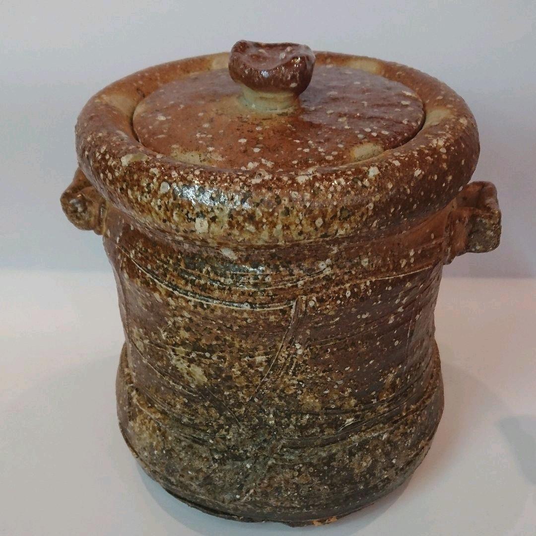 【茶道具】信楽 耳付水指 高橋楽斎