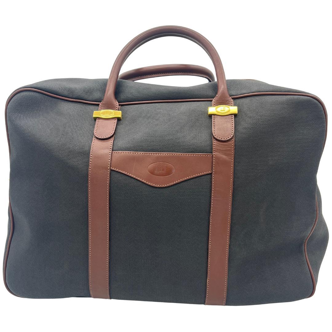 ダンヒル ボストンバッグ キャンバス レザー 大容量