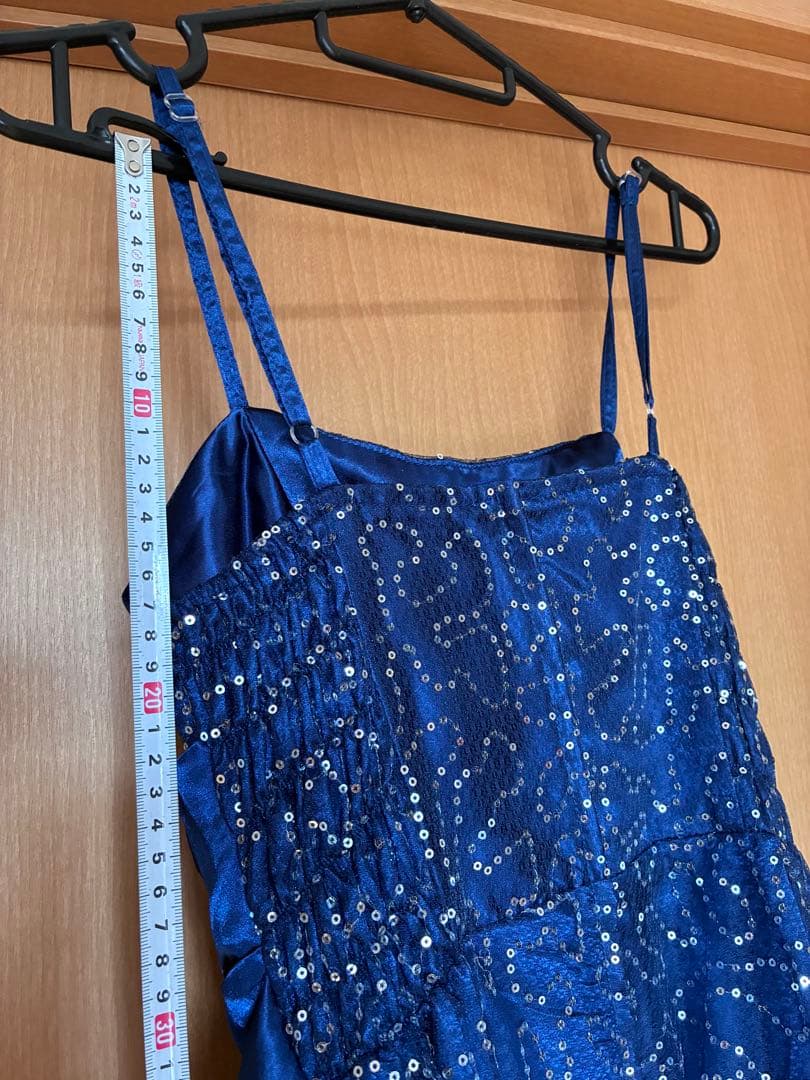 ネイビーブルー スリーブレス ロングドレス