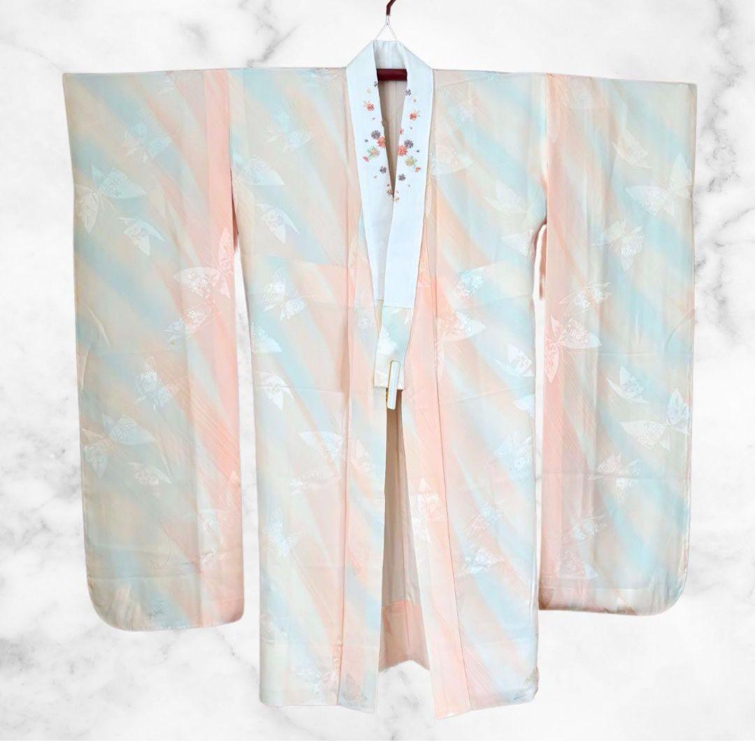 美品 振袖 フルセット 身丈155 正絹 刺繍衿 ネイビー 紺