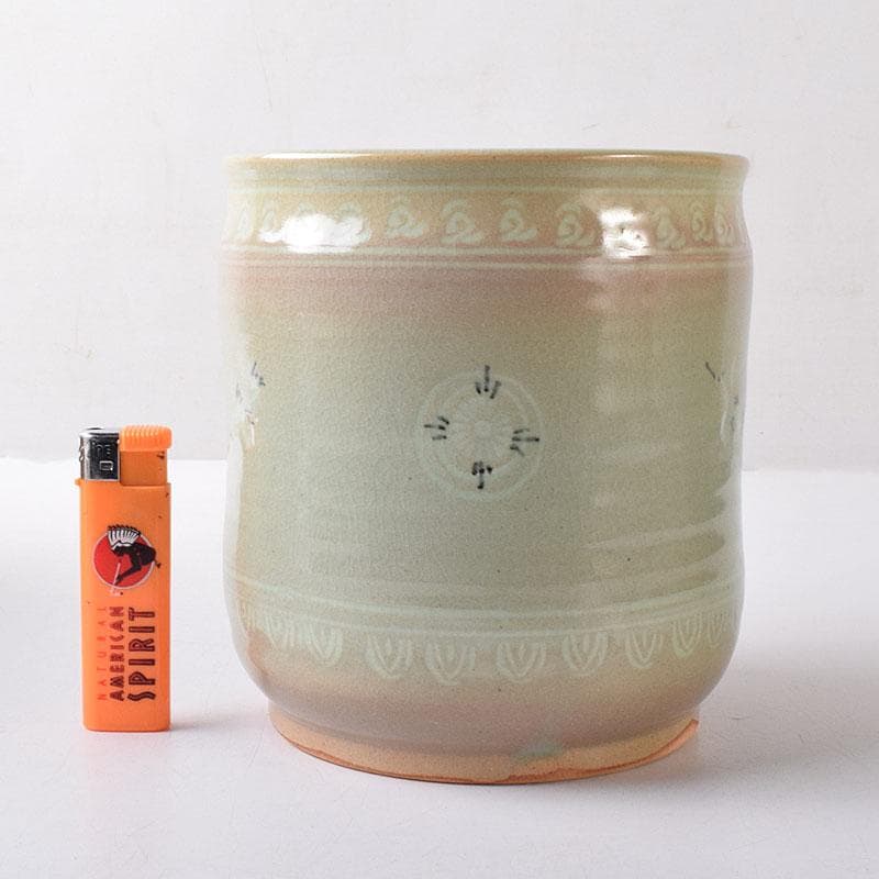 茶道具　中村与平作　青磁雲鶴　狂言袴　水指　時代箱　N　7745