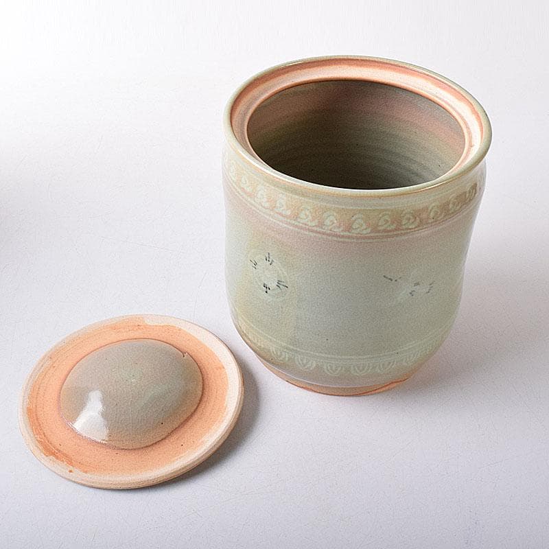 茶道具　中村与平作　青磁雲鶴　狂言袴　水指　時代箱　N　7745