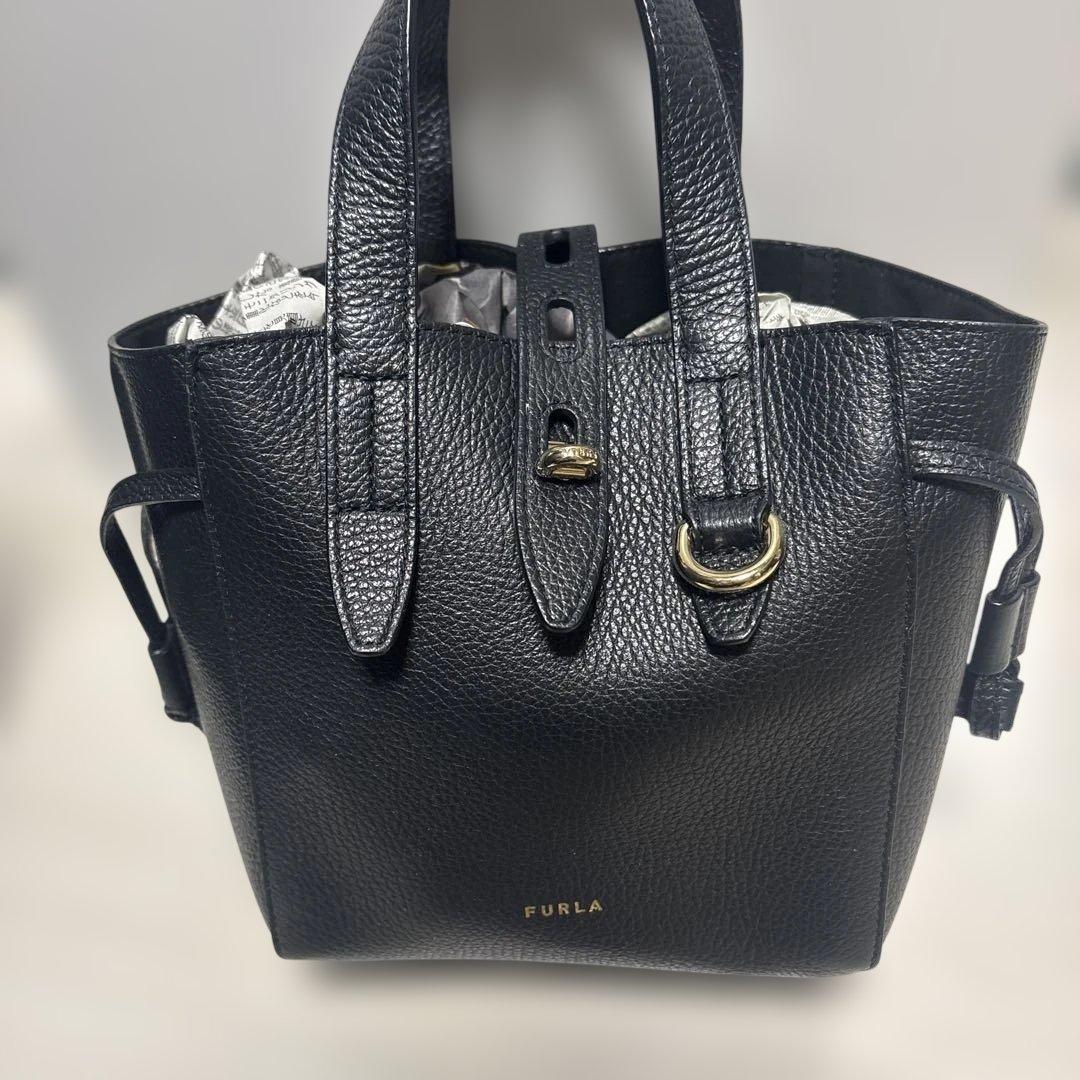 FURLA ブラック NET ミニショルダーバッグ