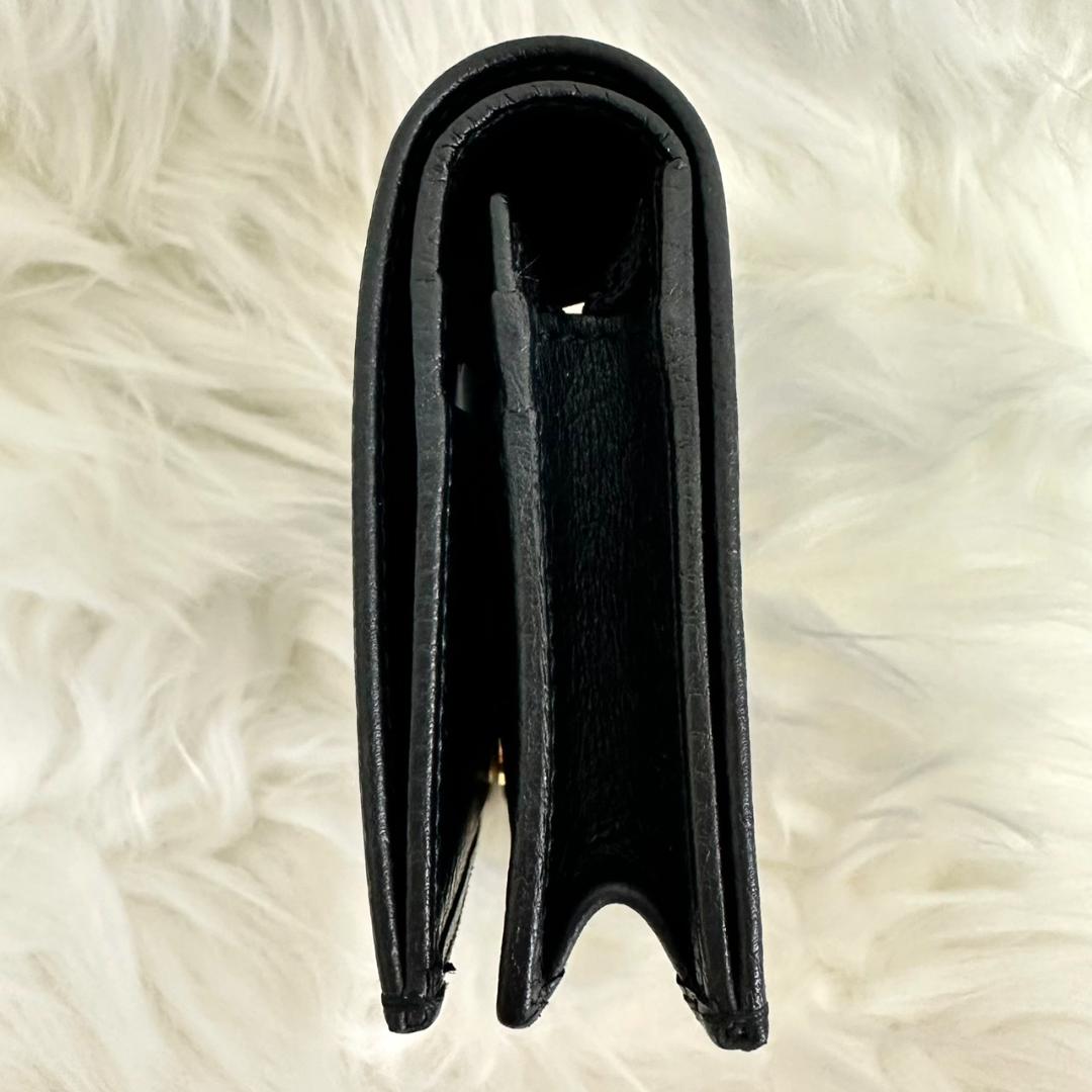 GUCCI グッチ 二つ折り財布 GGマーモント レザーブラック