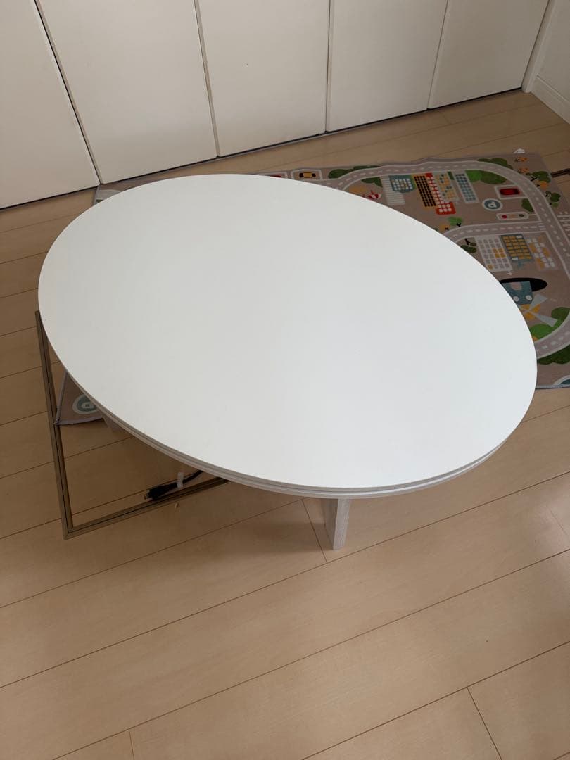 こたつ　テーブル　掛け布団　楕円　円形　ホワイト