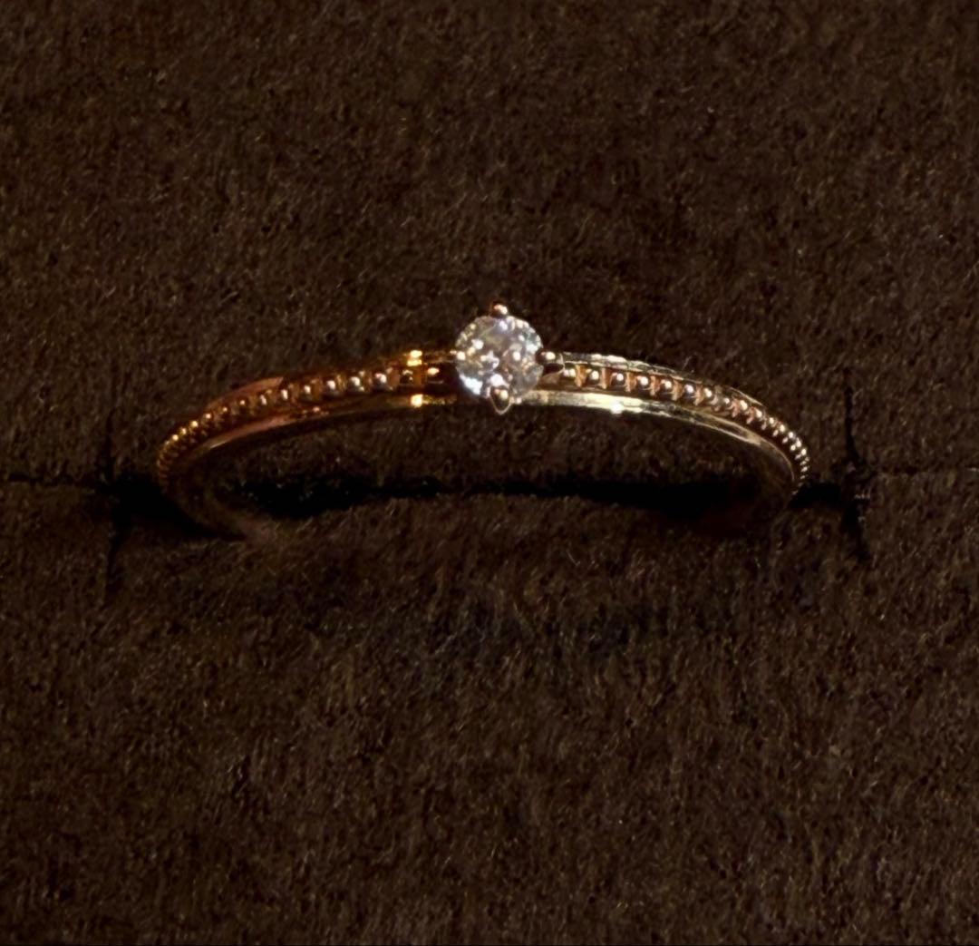 agete K10ダイヤモンドピンキーリング 3号