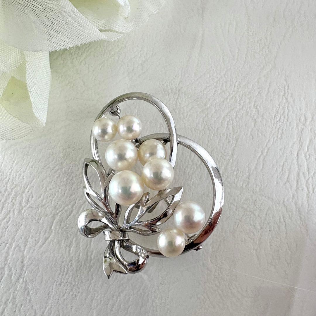 ⭐︎皇室御用達ブランド⭐︎ミキモト　シルバー　パール　ブローチ　花束デザイン