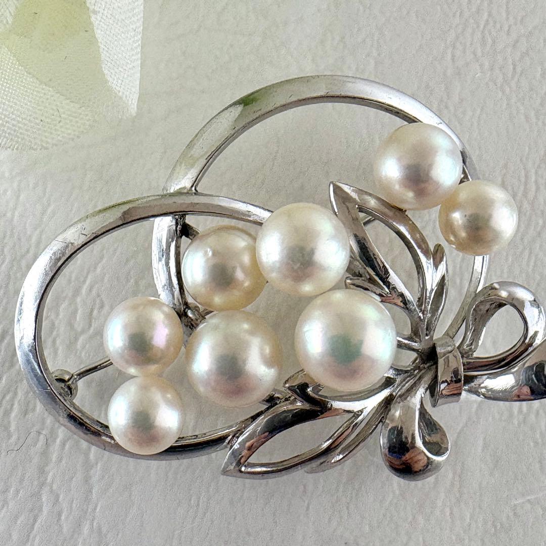 ⭐︎皇室御用達ブランド⭐︎ミキモト　シルバー　パール　ブローチ　花束デザイン