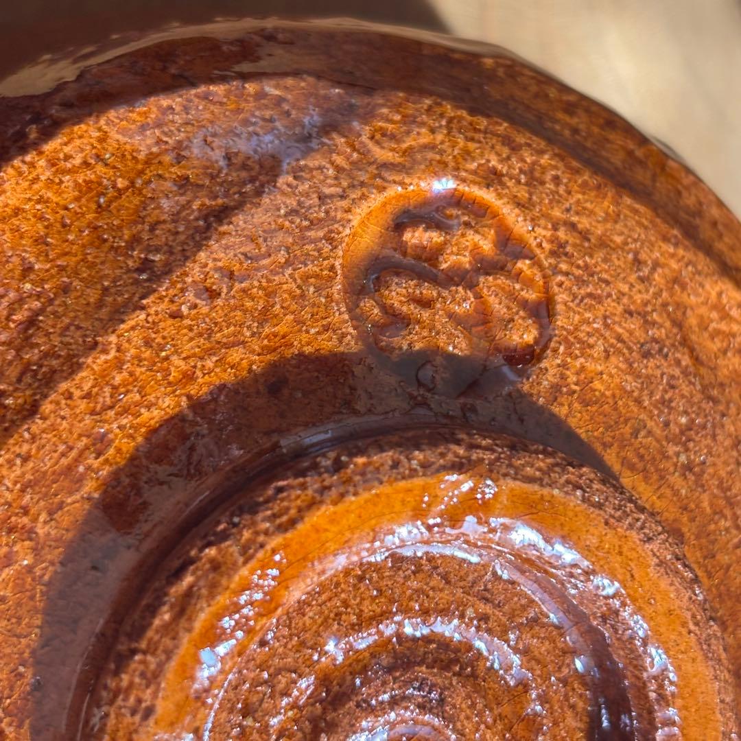 前大徳積鷹　赤楽茶碗　松楽造　抹茶碗　茶道具　共箱(200Fd)