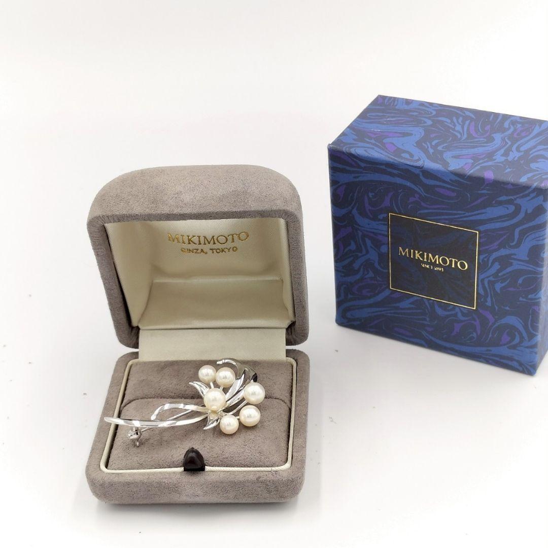 MIKIMOTO 真珠付 シルバー ブローチ 刻印あり 真珠 店舗にて洗浄済