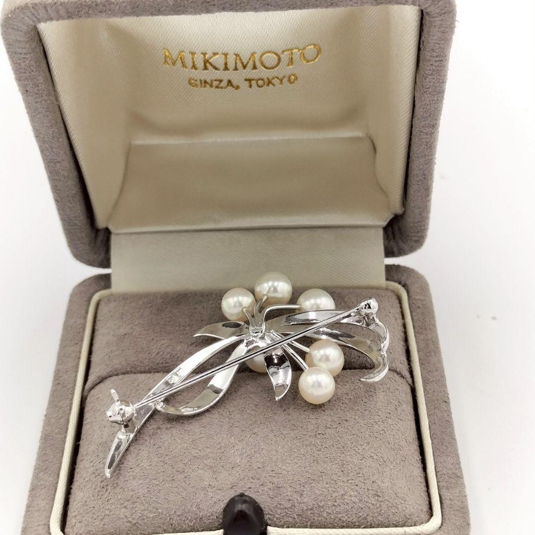 MIKIMOTO 真珠付 シルバー ブローチ 刻印あり 真珠 店舗にて洗浄済