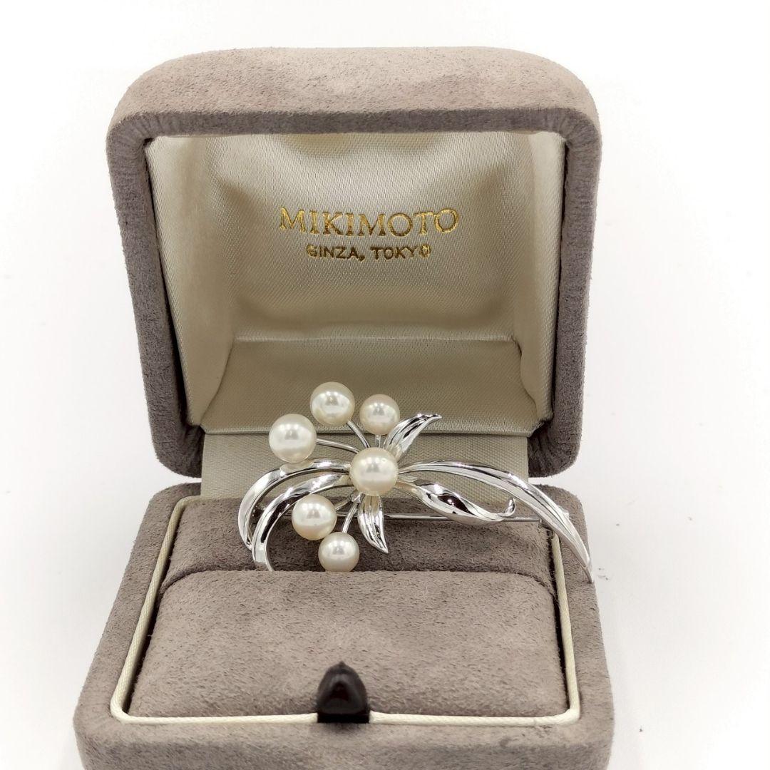 MIKIMOTO 真珠付 シルバー ブローチ 刻印あり 真珠 店舗にて洗浄済
