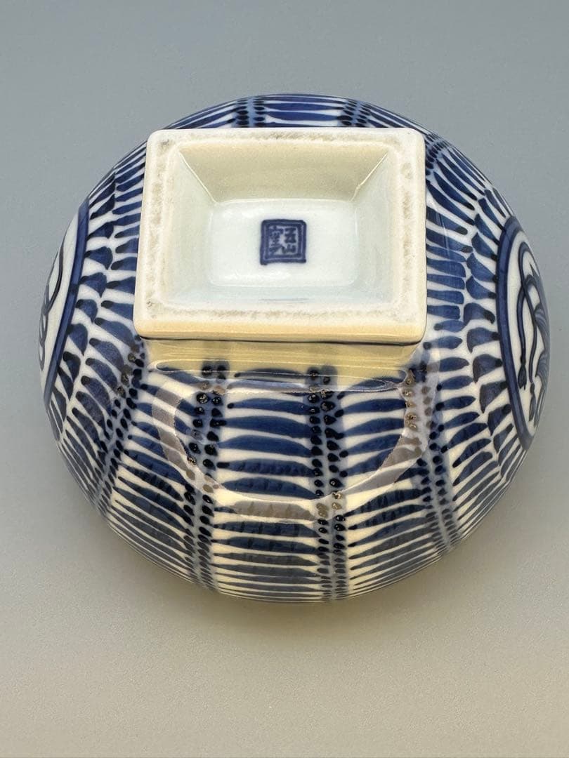 茶道具　茶碗　林淡幽　染付俵形