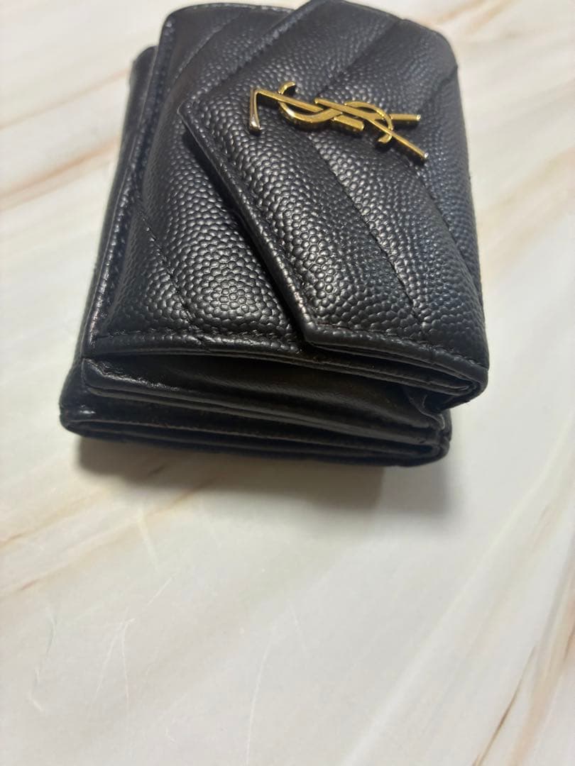 SAINT LAURENT ブラックミニ三つ折り財布