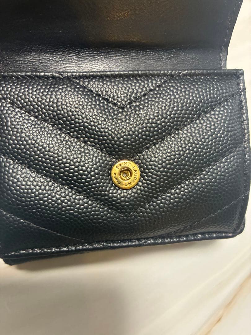 SAINT LAURENT ブラックミニ三つ折り財布