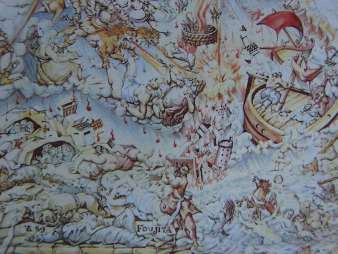 藤田嗣治、「Les Sept Trompettes」、希少画集の額装画