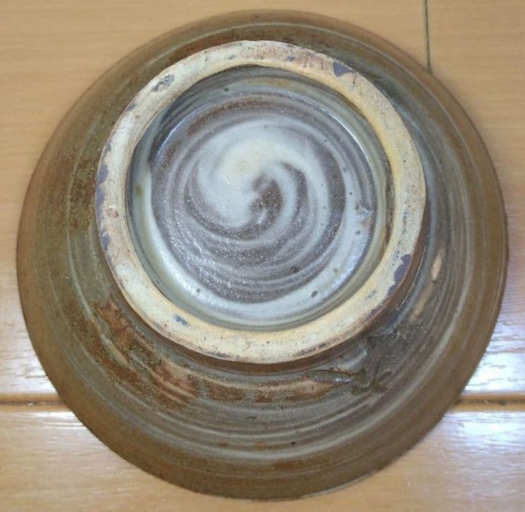 人間国宝 金城次郎 魚紋茶碗 栞 共箱 美品 壺屋焼 壷屋焼 やちむん 魚2匹