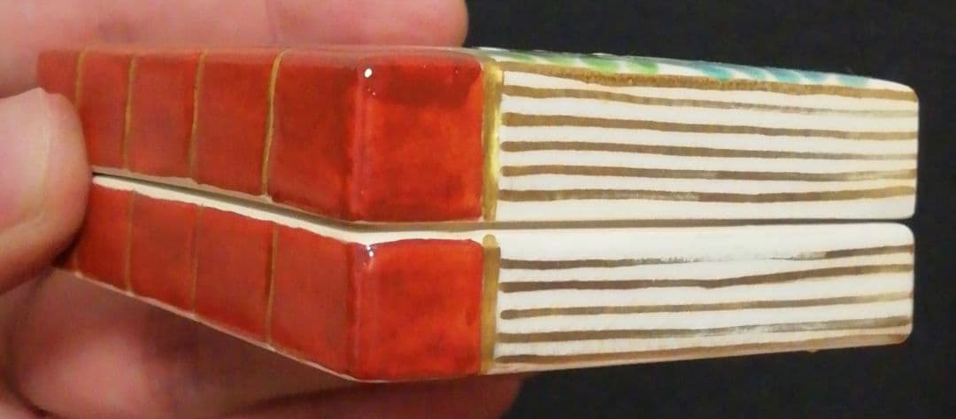 手塚桐鳳作　仁清写　和本　草花図　香合　共箱　共布　茶道具