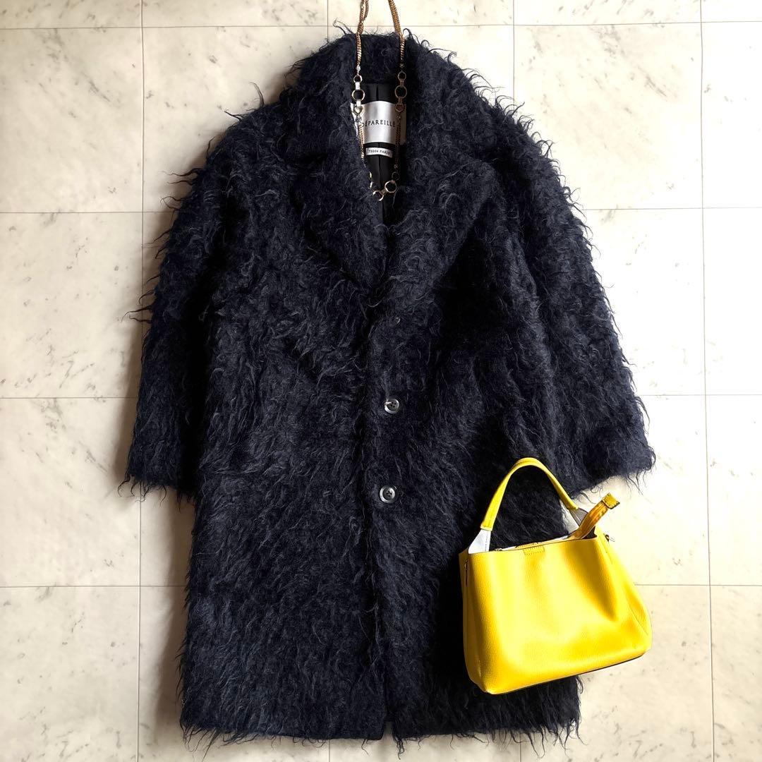 美品 デパリエ モヘアシャギーコート 38 オーバーサイズ 定価17万 黒