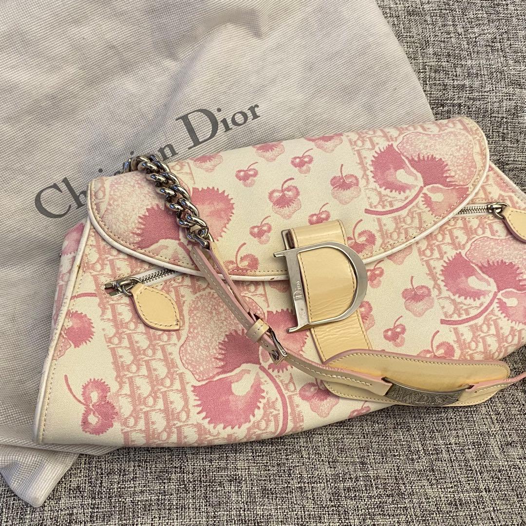 【超希少】ディオール　ピンク　トロッター　ショルダー　BON1014 フラワー