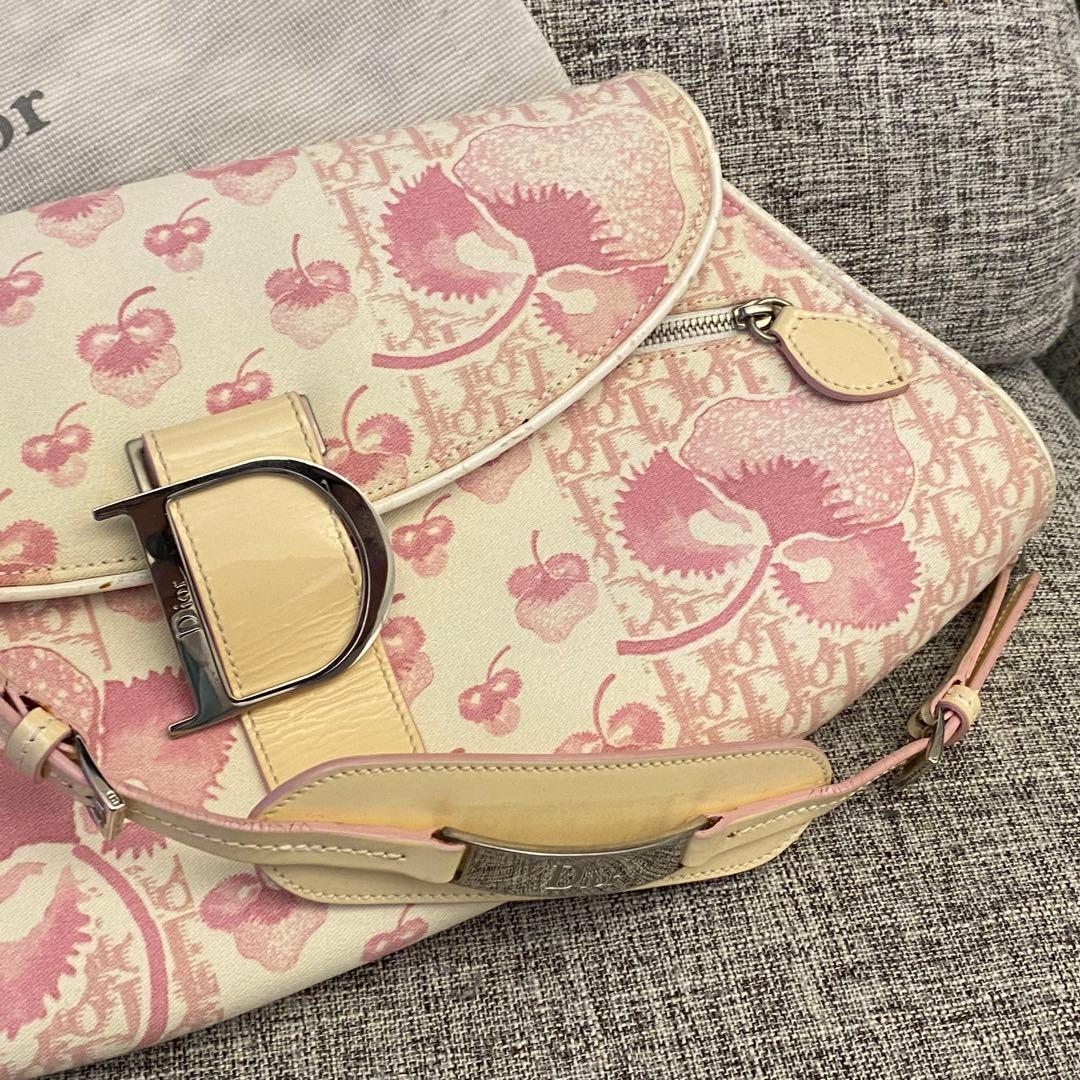 【超希少】ディオール　ピンク　トロッター　ショルダー　BON1014 フラワー