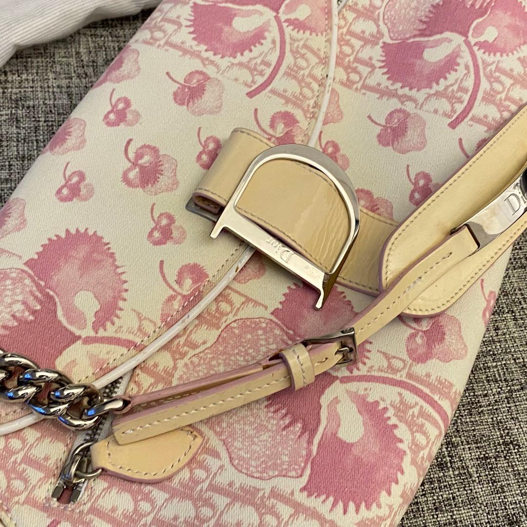 【超希少】ディオール　ピンク　トロッター　ショルダー　BON1014 フラワー