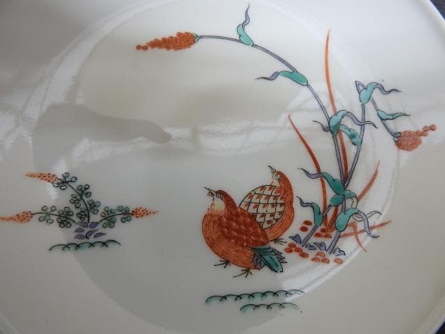 十四代酒井田柿右衛門　錦栗鶉文皿　共箱　MA431