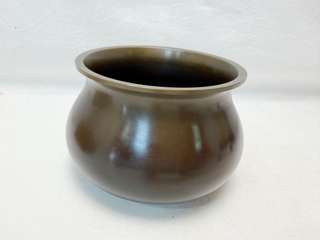 未使用 茶道具 竜泉造 唐銅 建水 茶こぼし 金属工芸 銅印 元箱