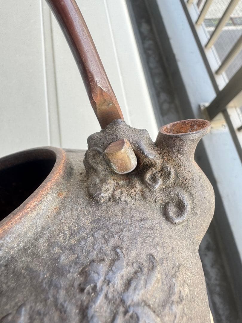 亀文堂鉄瓶　銀象嵌提手 蔵出し コレクション　茶道具　煎茶器