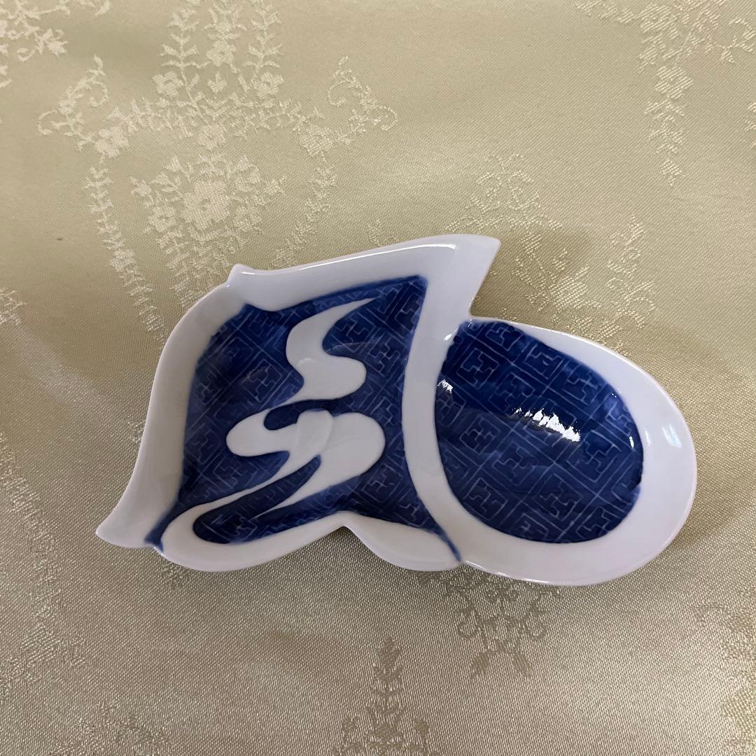 『風の字』型染付け磁器向付皿 5枚セット NO.2