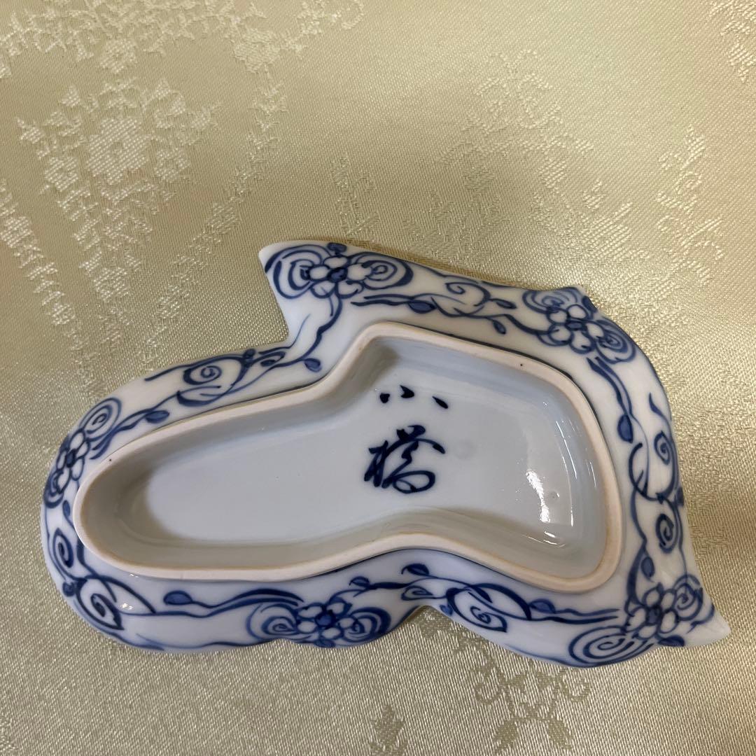 『風の字』型染付け磁器向付皿 5枚セット NO.2