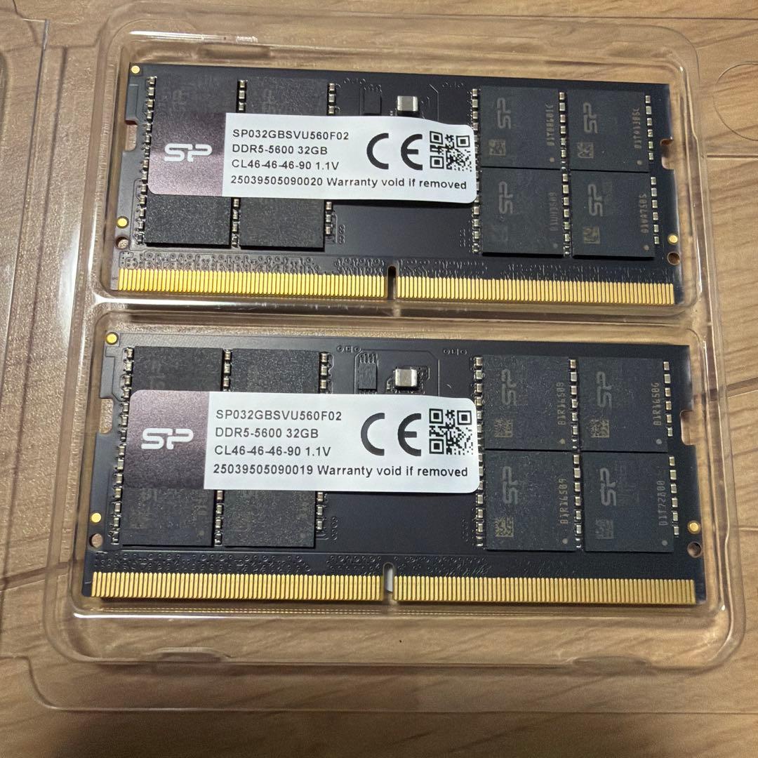 DDR5 64GB（32GB x2枚）5600mhz SD-DIMM