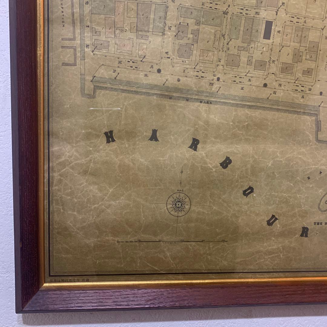 超希少　複製画　J・Wハート『神戸居留地計画図』1870年　アンティーク