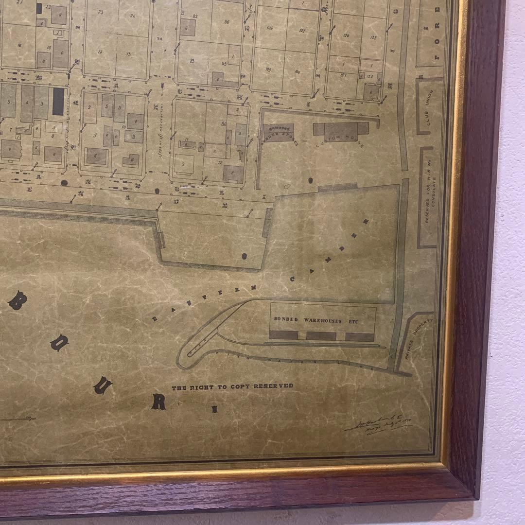 超希少　複製画　J・Wハート『神戸居留地計画図』1870年　アンティーク