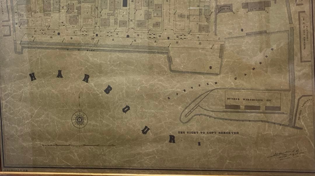 超希少　複製画　J・Wハート『神戸居留地計画図』1870年　アンティーク