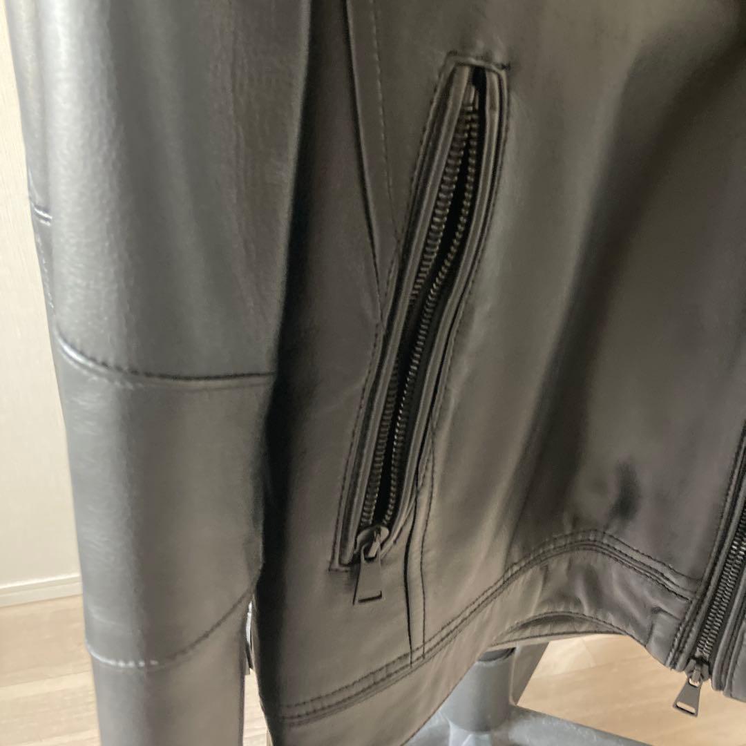 AOURE ブラック シングルライダースジャケット