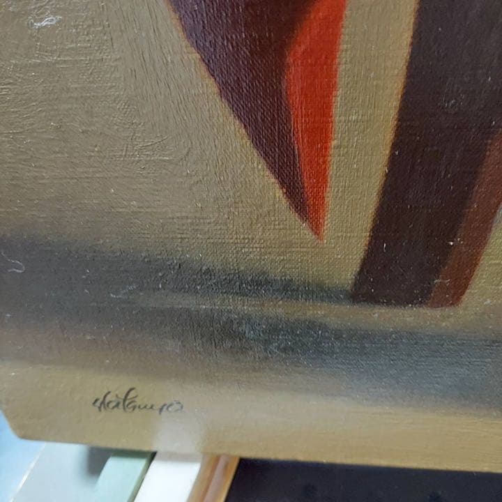 佐藤カツヤ　絵画　花帽子　原画　油絵