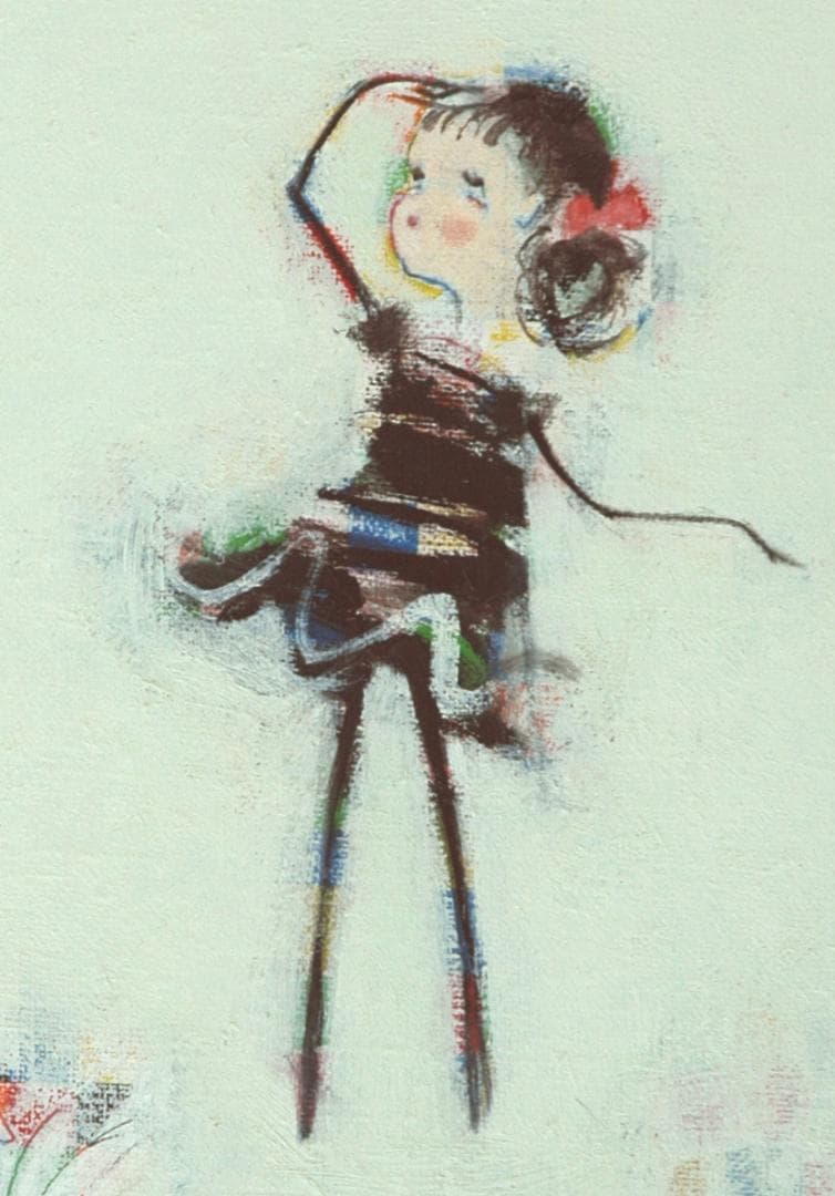 油絵 菅家令子 絵 絵画インテリア 額付(黒) F4-072319 子犬と女の子