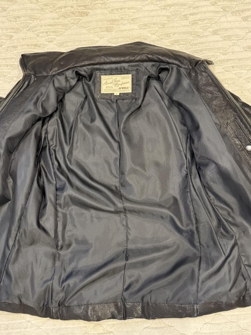 AVIREX ライダースダウン ゴートレザー デュポン社製ライナー 黒 L