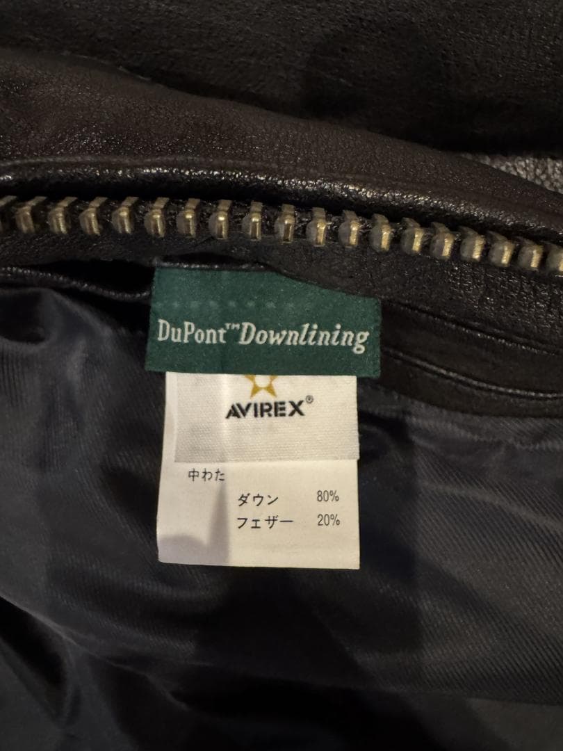 AVIREX ライダースダウン ゴートレザー デュポン社製ライナー 黒 L