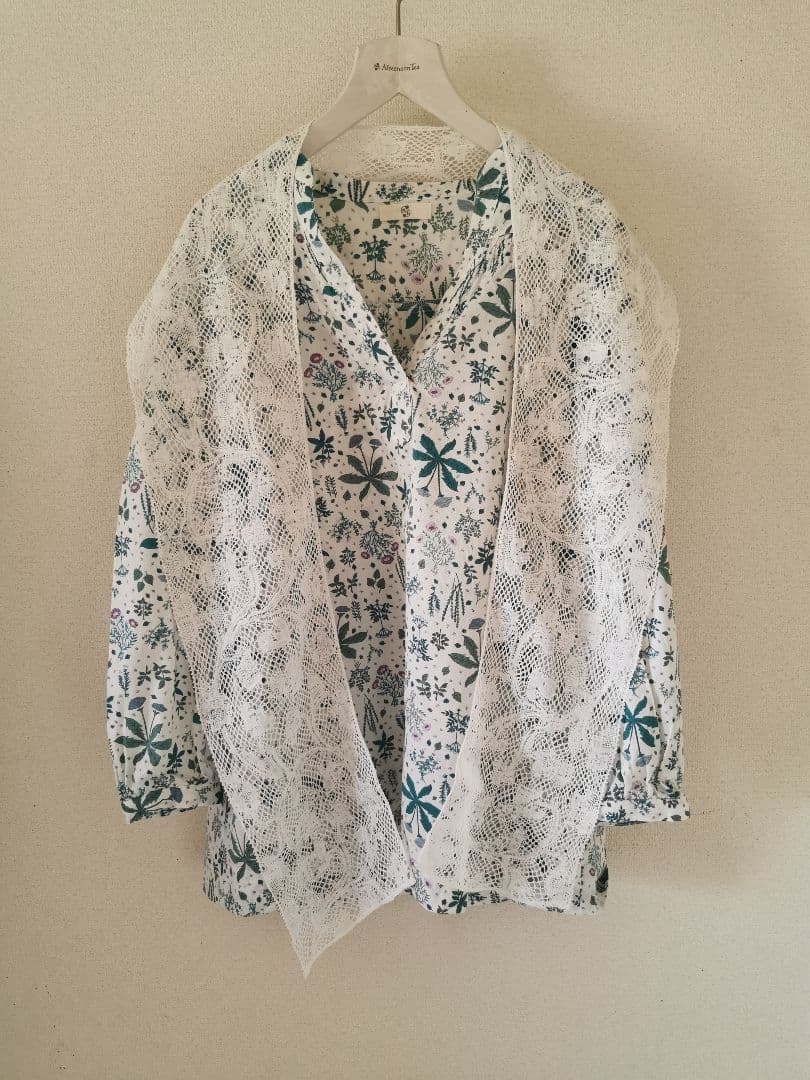 アンティークベルギー バンシュボビンレース ロングマフラー ハンドメイドショール