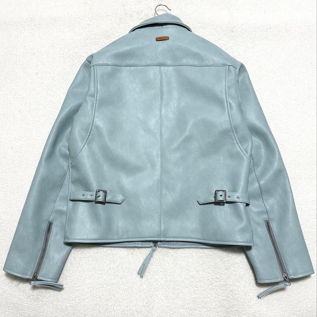 CAMPHOR WOOD ジップ レザー ジャケット M ブルー系