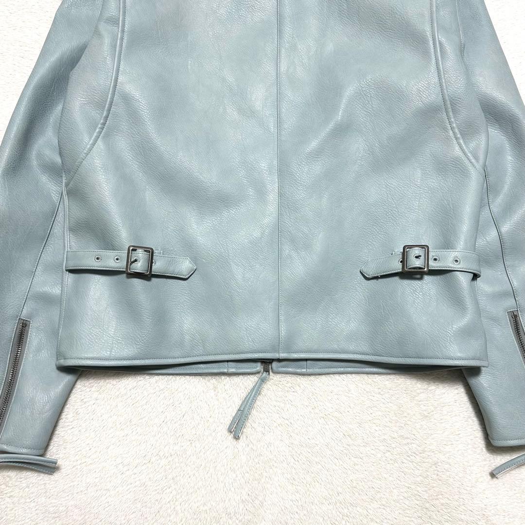 CAMPHOR WOOD ジップ レザー ジャケット M ブルー系