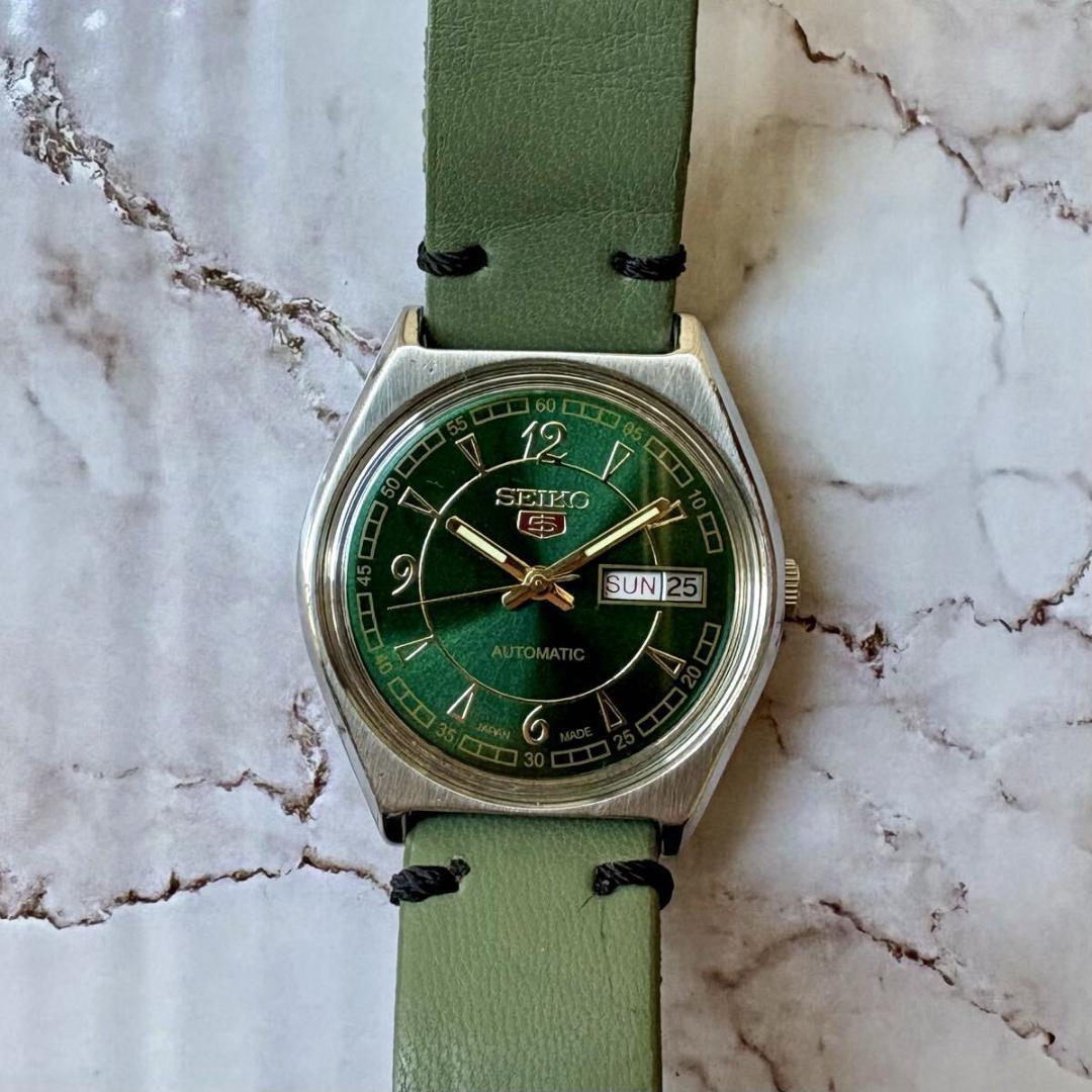 セイコー5★オーバホール済★デイデイト★自動巻★ヴィンテージ70S★グリーン